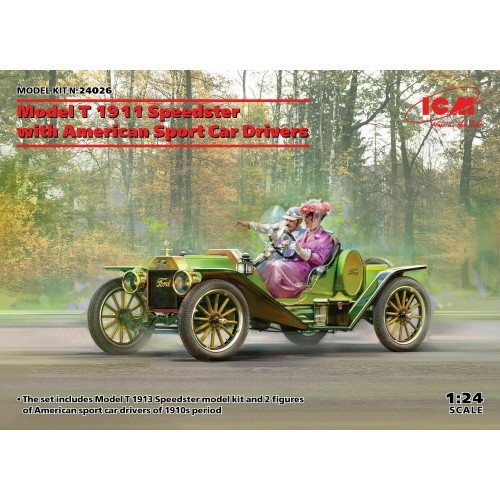 1/24 ICM Model T 1913 Speedster with Drivers 24026